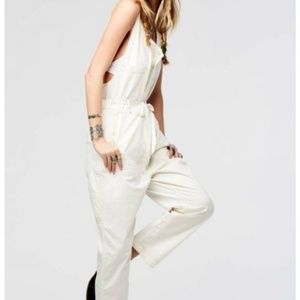Free People Work It Jumpsuit in Ivory NWT